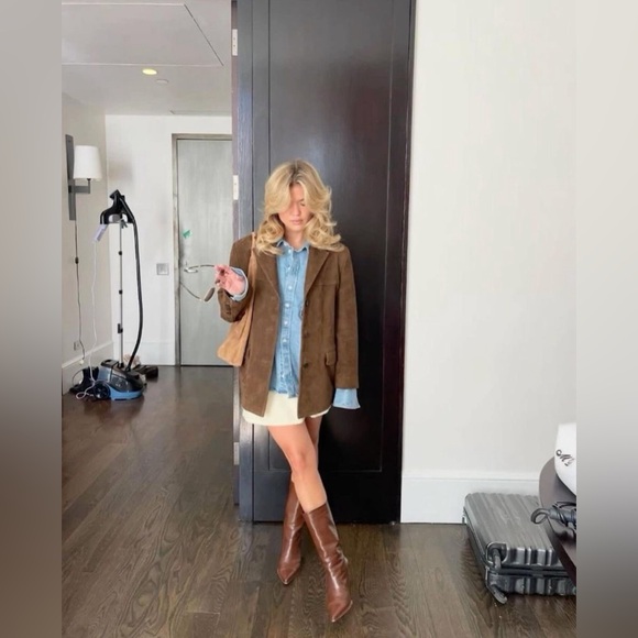 NY & Co 90s/Y2K Classic Genuine Suede Leather Jacket Light Tan Camel 🧥✨ - Picture 14 of 16